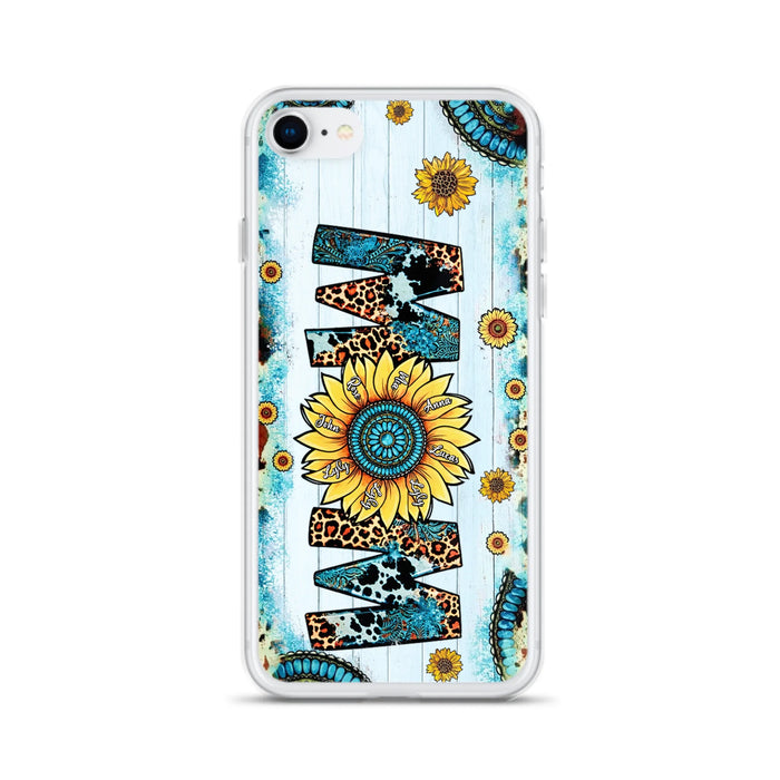 Custom Personalized Mom Sunflower Phone Case - Mother's Day Gift Idea - Upto 8 Kids - Case For iPhone/ Samsung