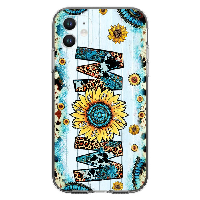 Custom Personalized Mom Sunflower Phone Case - Mother's Day Gift Idea - Upto 8 Kids - Case For iPhone/ Samsung