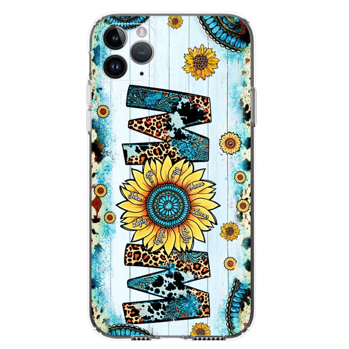 Custom Personalized Mom Sunflower Phone Case - Mother's Day Gift Idea - Upto 8 Kids - Case For iPhone/ Samsung