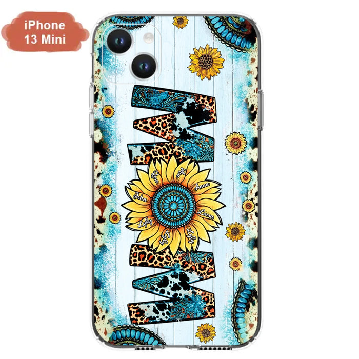 Custom Personalized Mom Sunflower Phone Case - Mother's Day Gift Idea - Upto 8 Kids - Case For iPhone/ Samsung