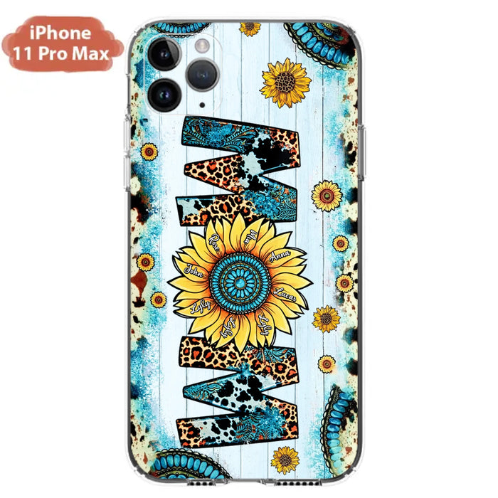 Custom Personalized Mom Sunflower Phone Case - Mother's Day Gift Idea - Upto 8 Kids - Case For iPhone/ Samsung