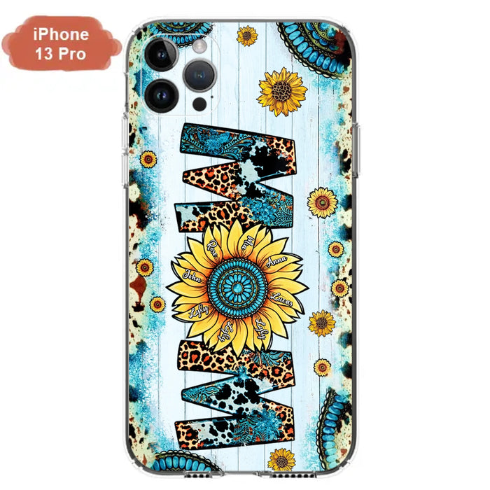 Custom Personalized Mom Sunflower Phone Case - Mother's Day Gift Idea - Upto 8 Kids - Case For iPhone/ Samsung