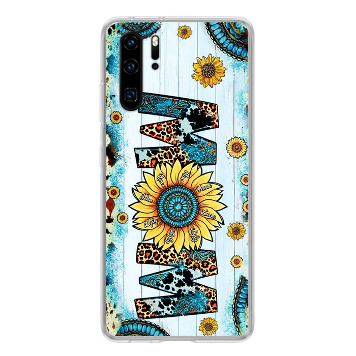 Personalized Mom Sunflower Phone Case - Mother's Day Gift Idea - Up to  8 Kids - Xiaomi/Oppo/Huawei