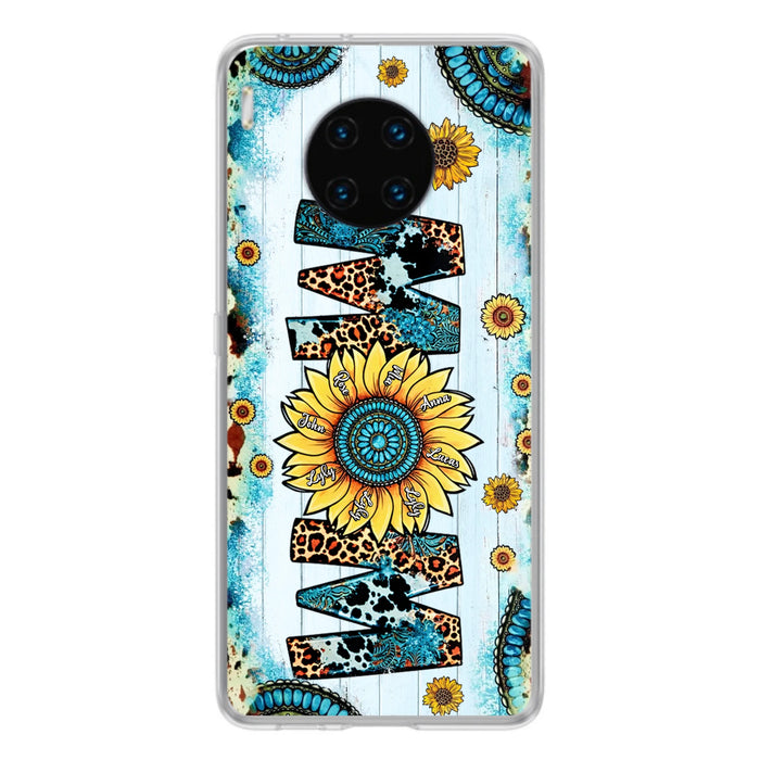 Personalized Mom Sunflower Phone Case - Mother's Day Gift Idea - Up to  8 Kids - Xiaomi/Oppo/Huawei