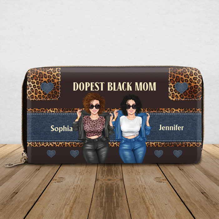 Personalized Mom and Daughter Long Wallet - Best Gift for Mother/Grandma - Dopest Black Mom