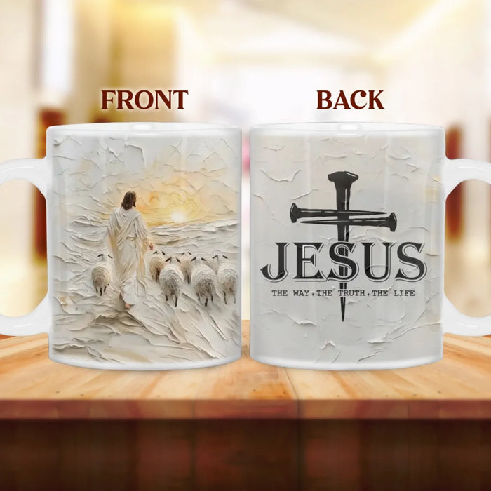 Personalized Jesus Coffee Mug - Christmas Gift/Mother's Day Gift For Grandma - The Way The Truth The Life