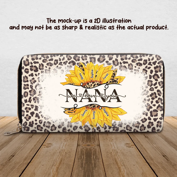 Personalized Grandma/Mom Sunflower Long Wallet - Best Mother's Day Gift Idea - We Love You