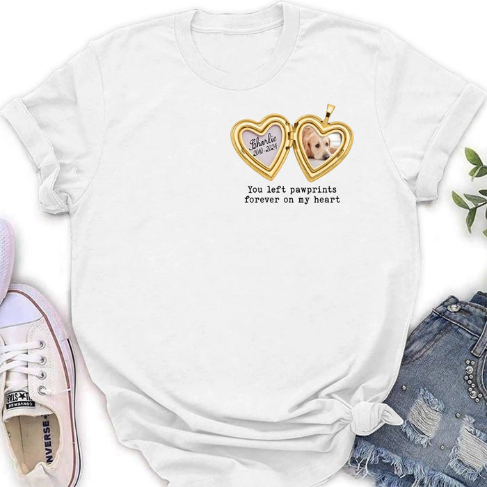 Personalized Dog T-Shirt/Sweatshirt/Hoodie - Gift Idea For Dog Lovers - You Left Pawprints Forever On My Heart