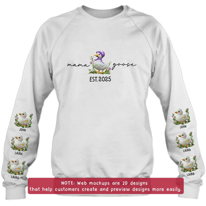 Personalized Mama Goose Embroidered Sweater - Up to 6 Kids - Mother's Day Gift Idea For Grandma/Mom
