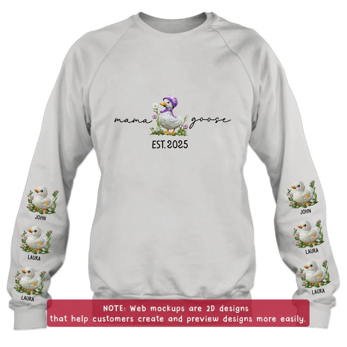 Personalized Mama Goose Embroidered Sweater - Up to 6 Kids - Mother's Day Gift Idea For Grandma/Mom