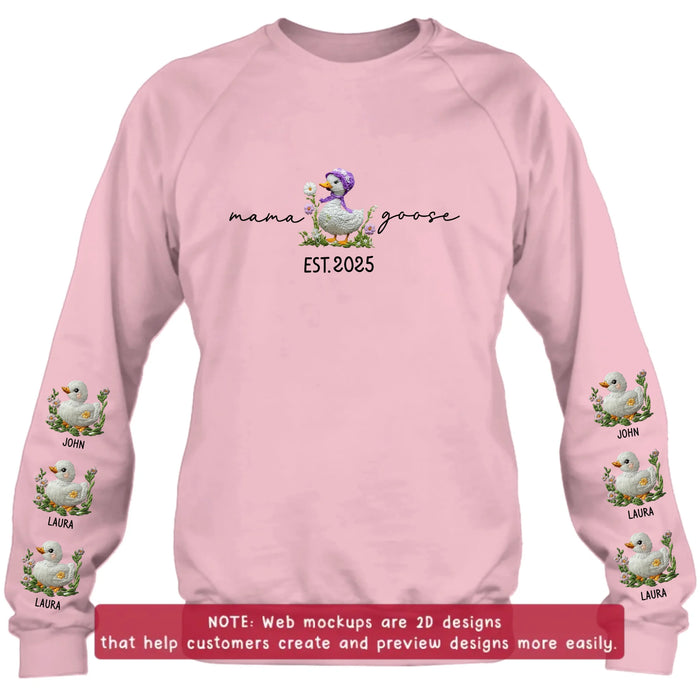 Personalized Mama Goose Embroidered Sweater - Up to 6 Kids - Mother's Day Gift Idea For Grandma/Mom