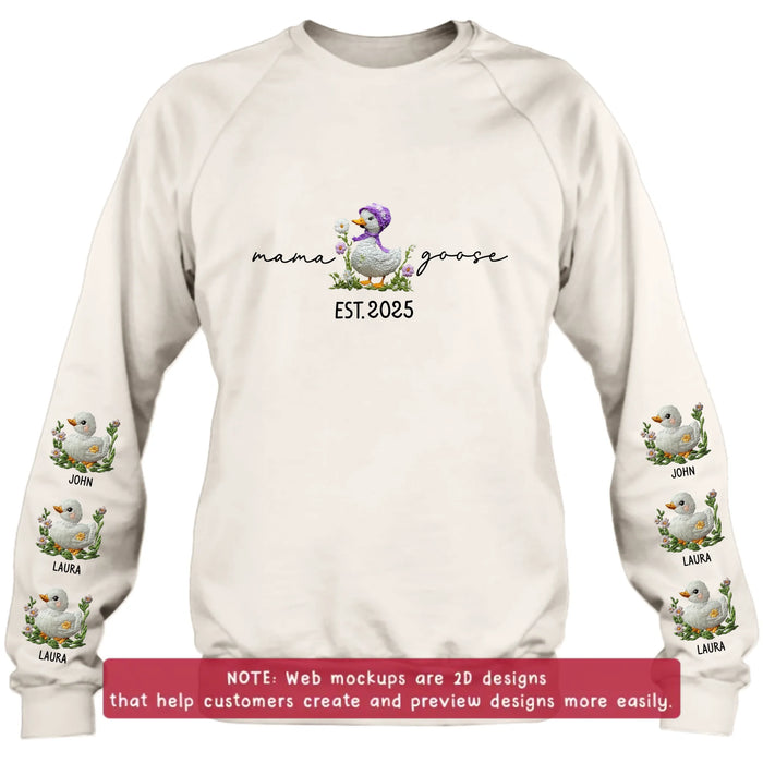 Personalized Mama Goose Embroidered Sweater - Up to 6 Kids - Mother's Day Gift Idea For Grandma/Mom