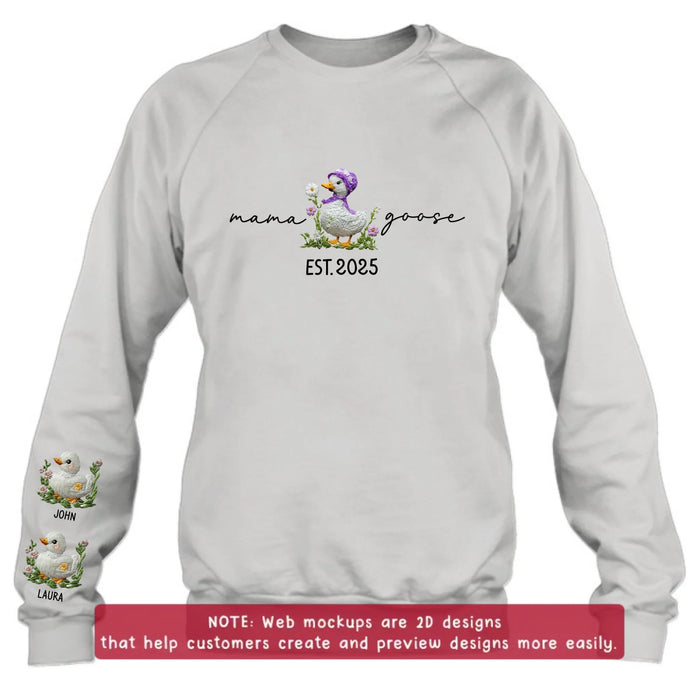 Personalized Mama Goose Embroidered Sweater - Up to 6 Kids - Mother's Day Gift Idea For Grandma/Mom