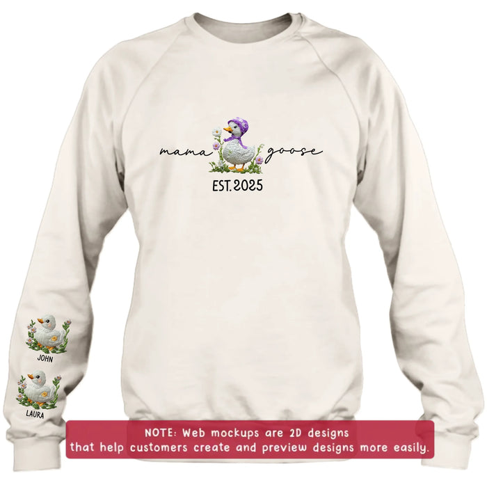 Personalized Mama Goose Embroidered Sweater - Up to 6 Kids - Mother's Day Gift Idea For Grandma/Mom