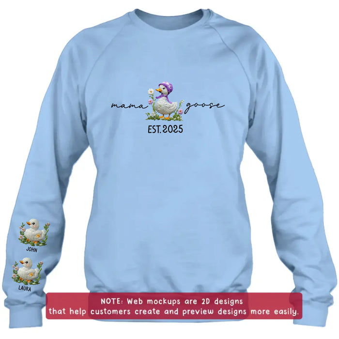 Personalized Mama Goose Embroidered Sweater - Up to 6 Kids - Mother's Day Gift Idea For Grandma/Mom