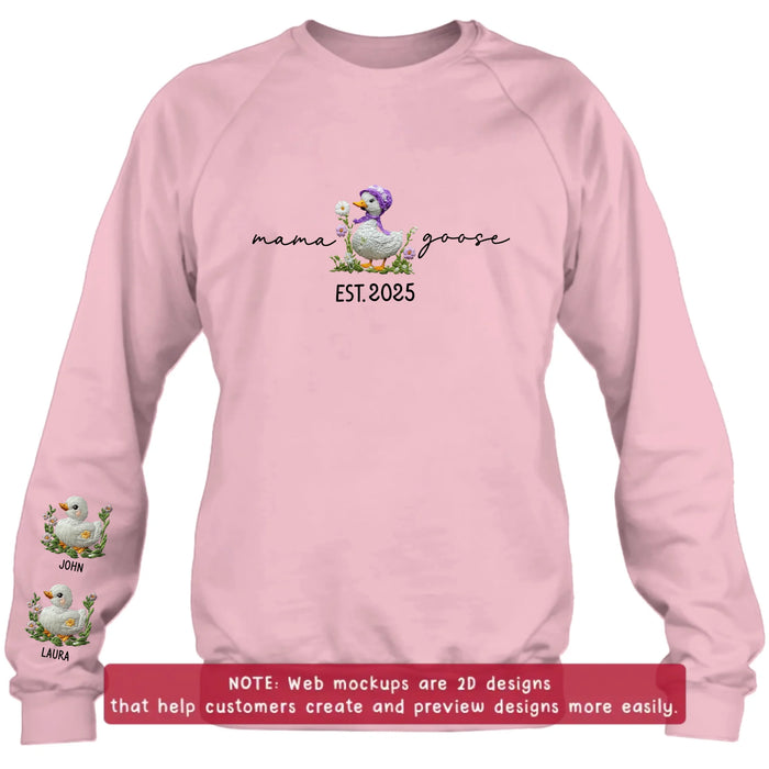 Personalized Mama Goose Embroidered Sweater - Up to 6 Kids - Mother's Day Gift Idea For Grandma/Mom