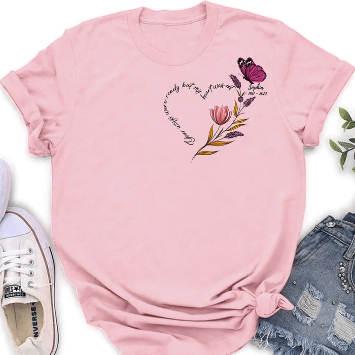 Personalized Memorial Shirt/Hoodie - Memorial Gift Idea for Mother's Day/Father's Day - Your Wings Were Ready But My Heart Was Not