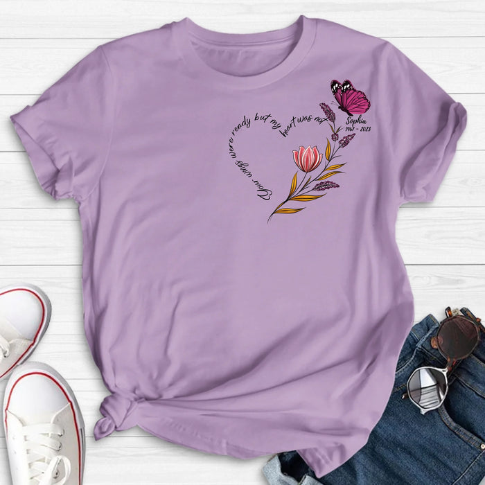 Personalized Memorial Shirt/Hoodie - Memorial Gift Idea for Mother's Day/Father's Day - Your Wings Were Ready But My Heart Was Not