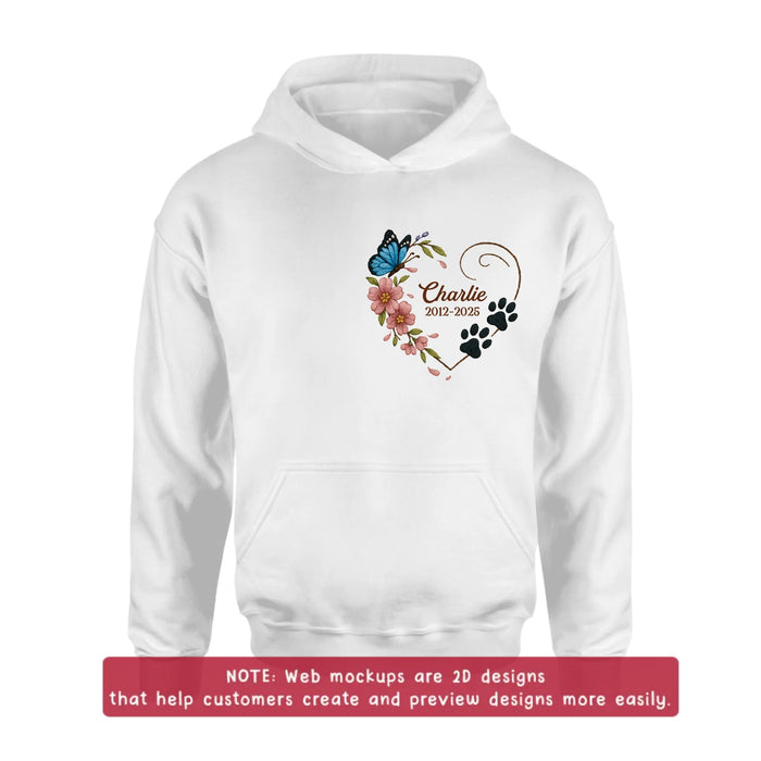 Custom Personalized Dog Memorial Embroidered T-Shirt/ Sweater/ Hoodie - Memorial Gift Idea For Pet Lover
