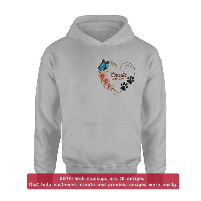 Custom Personalized Dog Memorial Embroidered T-Shirt/ Sweater/ Hoodie - Memorial Gift Idea For Pet Lover