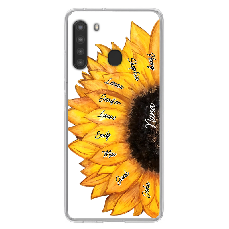 Custom Personalized Sunflower Grandma Phone Case -Upto 9 Kids - Mother's Day Gift Idea for Mom/Grandma