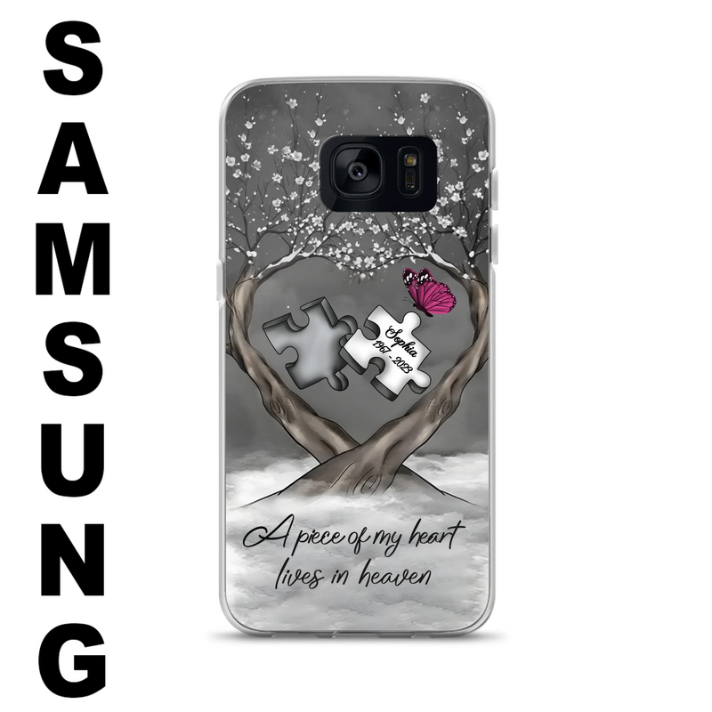 Custom Personalized Memorial Phone Case - Memorial Gift Idea For Family Member - Case For iPhone/ Samsung - A Piece Of My Heart Lives In Heaven