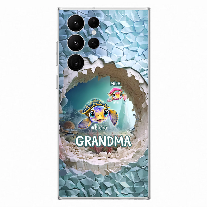 Custom Personalized Turtle Phone Case - Upto 10 Kids - Mother's Day Gift Idea For Grandma - Case for iPhone/Samsung