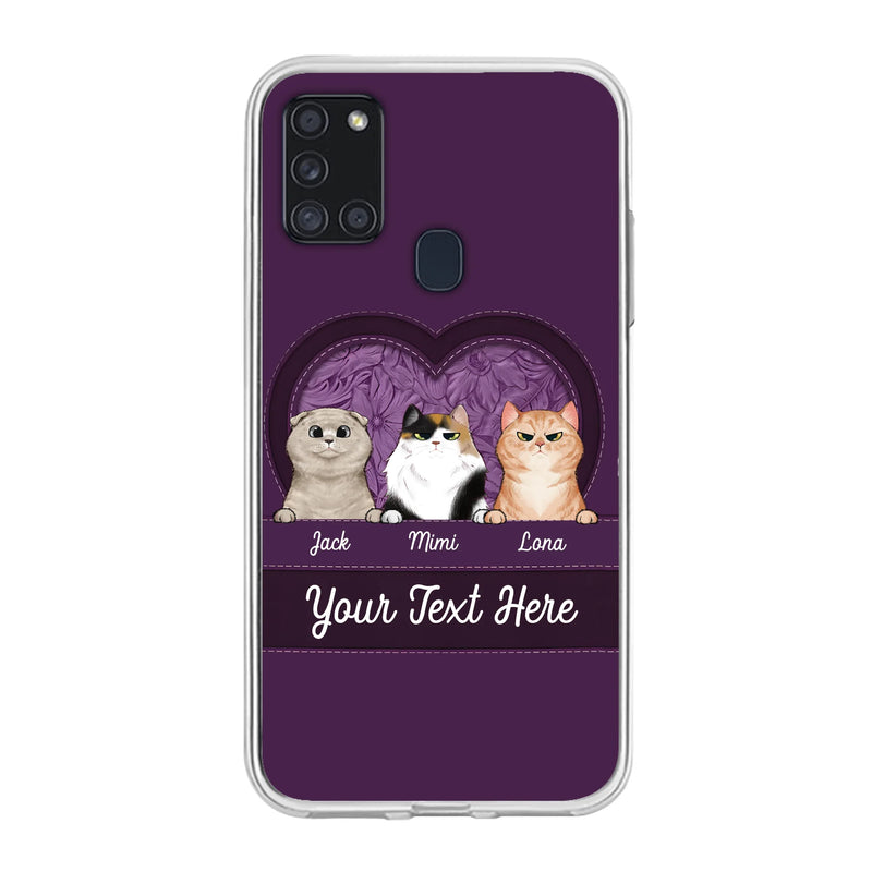 Custom Personalized Cat Phone Case For iPhone And Samsung - Gift Idea For Cat Lover - Up to 3  Cats  - Cat In Heart