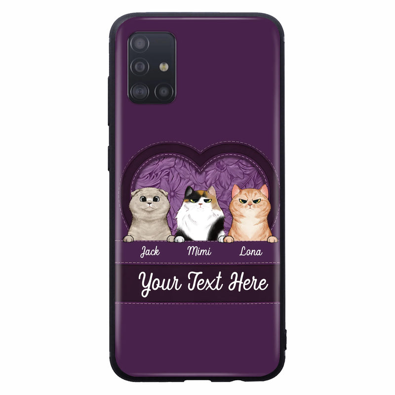 Custom Personalized Cat Phone Case For iPhone And Samsung - Gift Idea For Cat Lover - Up to 3  Cats  - Cat In Heart