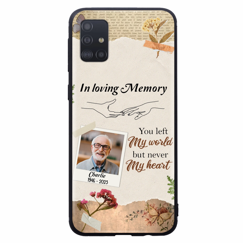 Custom Personalized Memorial Phone Case - Memorial Gift Idea For Family - Case For iPhone/Samsung - You Left My World But Never My Heart