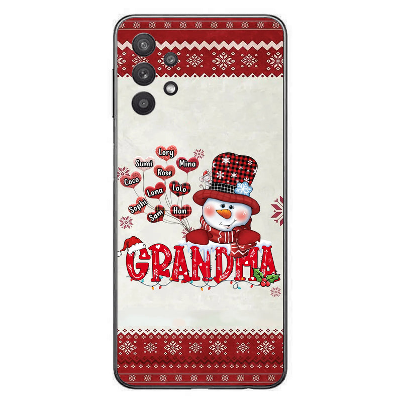 Personalized Snowman Grandma Phone Case - Christmas Gift Idea For Grandma - Up to 10 Kids - Case For iPhone/Samsung