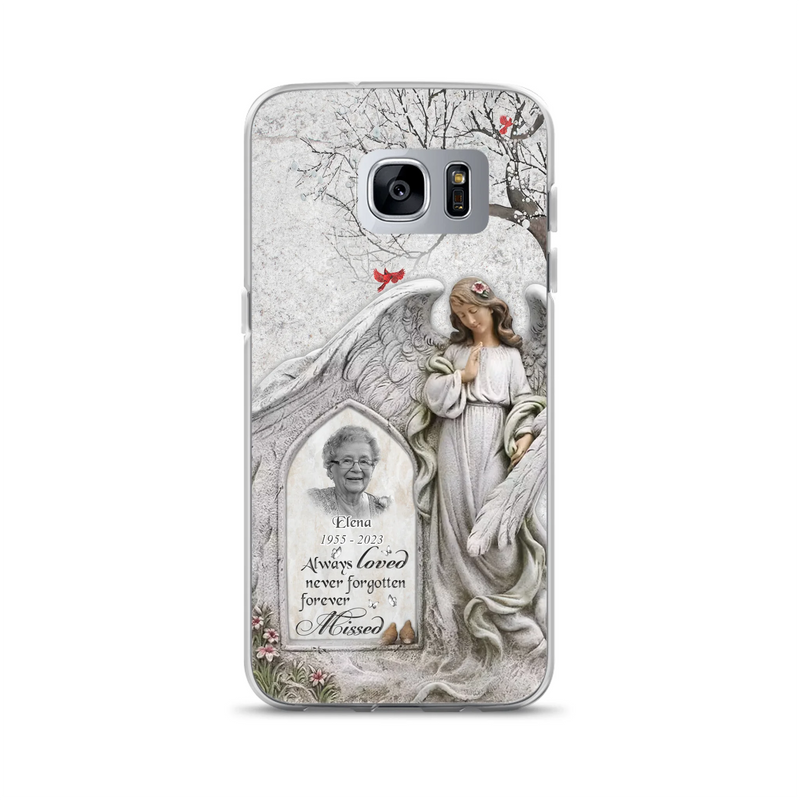 Custom Personalized Angel Memorial Phone Case - Upload Photo - Memorial Gift Idea For Family Member - Always Loved Never Forgotten Forever Missed - Case For iPhone/Samsung