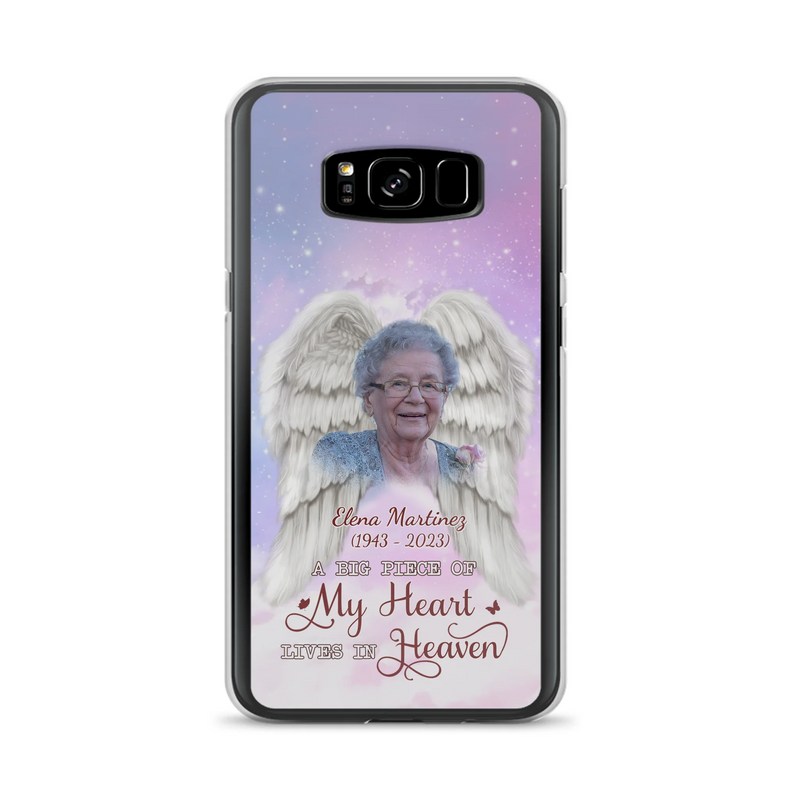 Custom Personalized Memorial Photo Phone Case - Memorial Gift Idea for Family - A Big Piece Of My Heart Lives In Heaven - Case for iPhone/Samsung