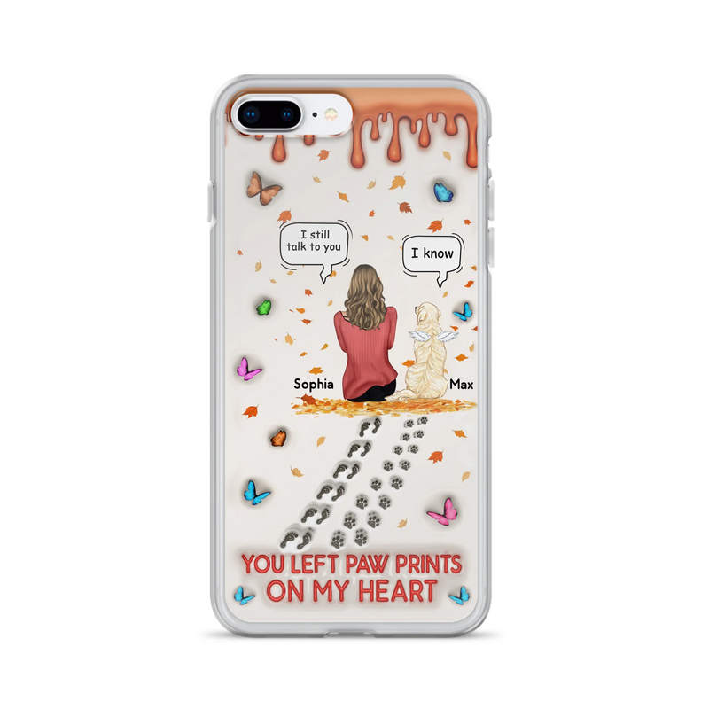 Custom Personalized Memorial Dog Phone Case - Memorial Gift Idea For Pet Lover - Case For iPhone/ Samsung - You Left Paw Prints On My Heart