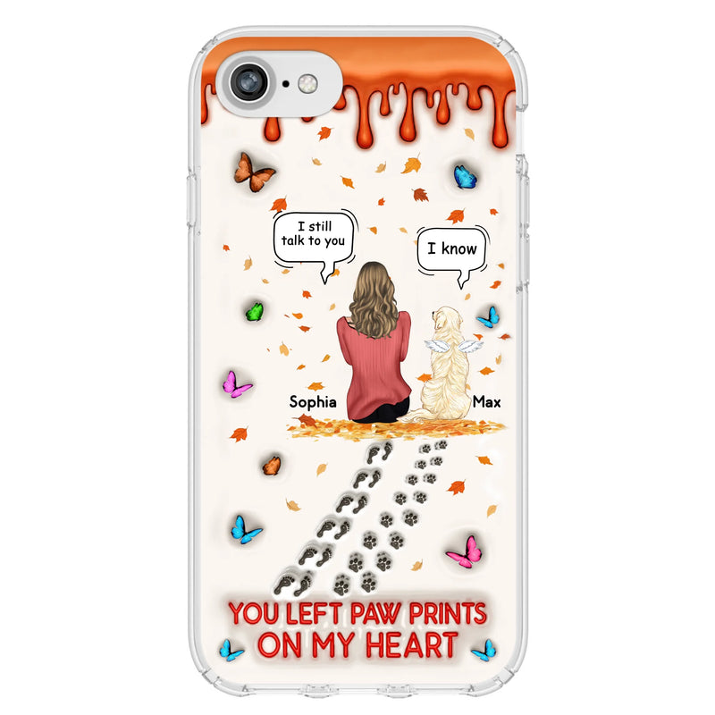 Custom Personalized Memorial Dog Phone Case - Memorial Gift Idea For Pet Lover - Case For iPhone/ Samsung - You Left Paw Prints On My Heart