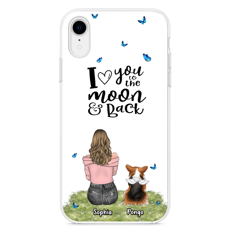 Personalized Dog Phone Case - Upto 4 Dogs - Gift Idea For Dog Owners - I Love You To The Moon & Back  - Case For iPhone/Samsung