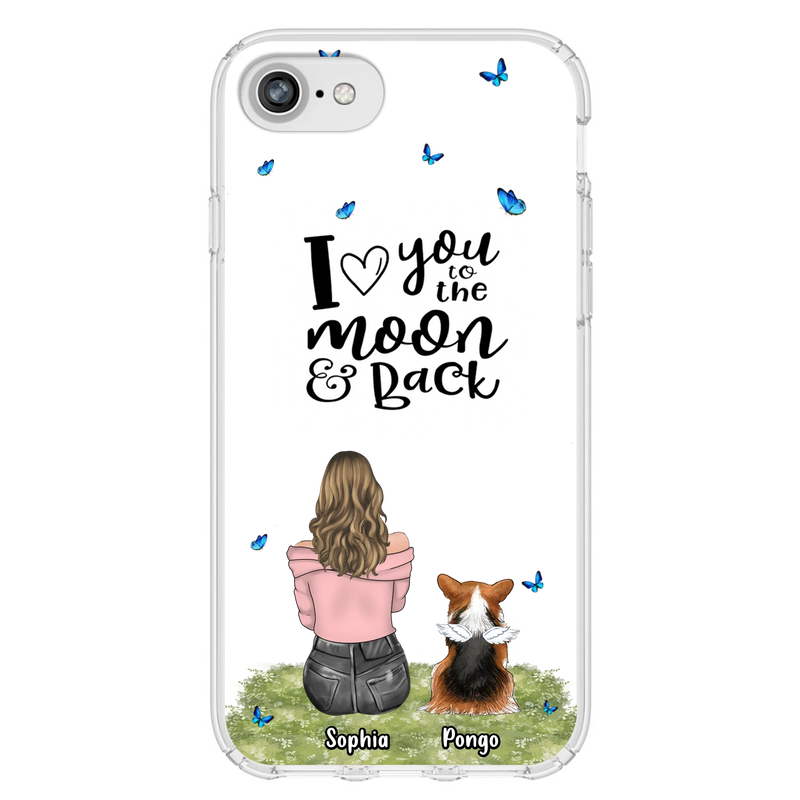 Personalized Dog Phone Case - Upto 4 Dogs - Gift Idea For Dog Owners - I Love You To The Moon & Back  - Case For iPhone/Samsung
