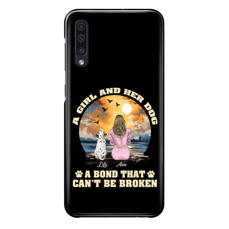 Custom Personalized Dog Mom Phone Case - Upto 4 Dogs - Gift Idea for Dog Owners - Case For iPhone/ Samsung - A Girl And Her Dog A Bond That Can't Be Broken