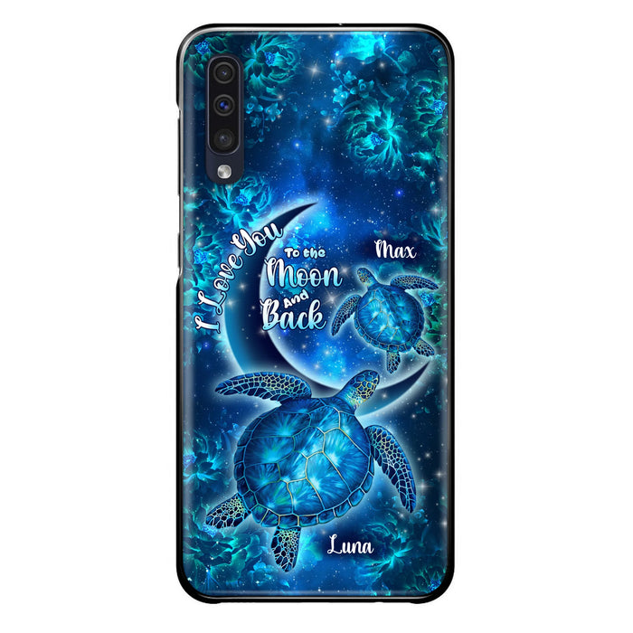 Custom Personalized Turtle Phone Case For Iphone and Samsung - Up to 6 Turtles - I Love You To The Moon And Back - IUNAG8