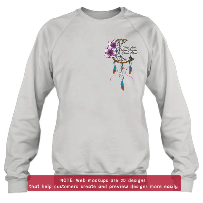Personalized Memorial Embroidered T-Shirt/Sweater/Hoodie - Memorial Gift Idea - Always Loved Never Forgotten Forever Missed