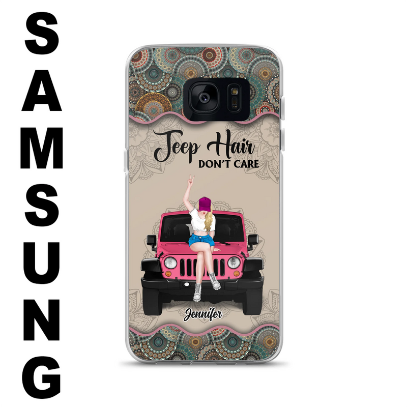 Custom Personalized Off-road Girl Phone Case - Upto 4 Dogs - Gift Idea For Dog/Off-road Lovers - Case for iPhone/Samsung