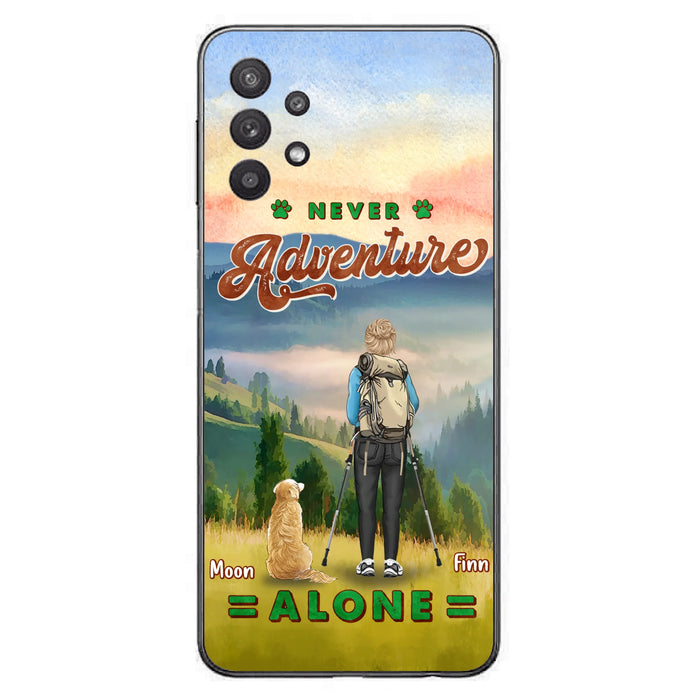 Custom Personalized Solo Hiking With Dogs Phone Case - Woman/Man With Upto 4 Dogs - Gift Idea For Hiking Lovers - Cases For iPhone and Samsung