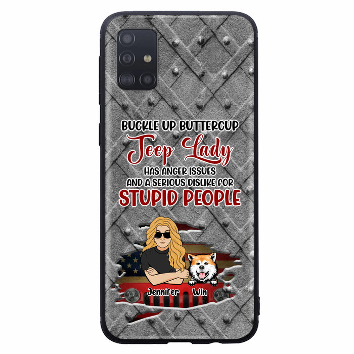 Custom Personalized Off-road Dog Lady Phone Case - Up to 4 Dogs - Gift Idea For Dogs Lover - Off-road Lady Has Anger Issues And A Serious Dislike - Case For iPhone And Samsung