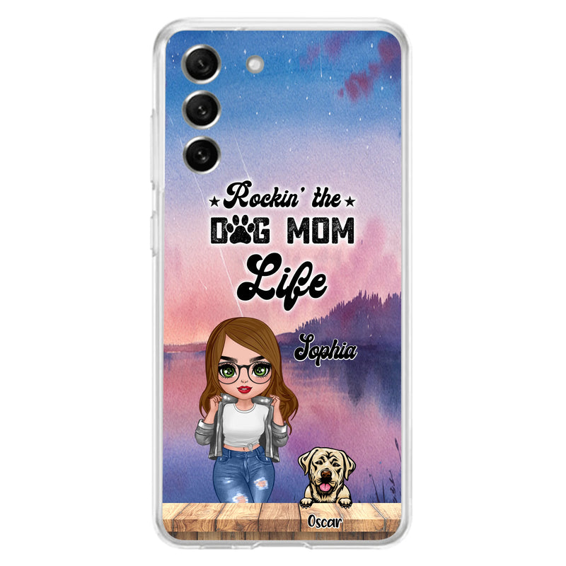 Custom Personalized Dog Mom Chibi Front Phone Case - Gifts For Dog Lover With Up to 4 Dogs - Rockin' The Dog Mom Life - Case For iPhone And Samsung