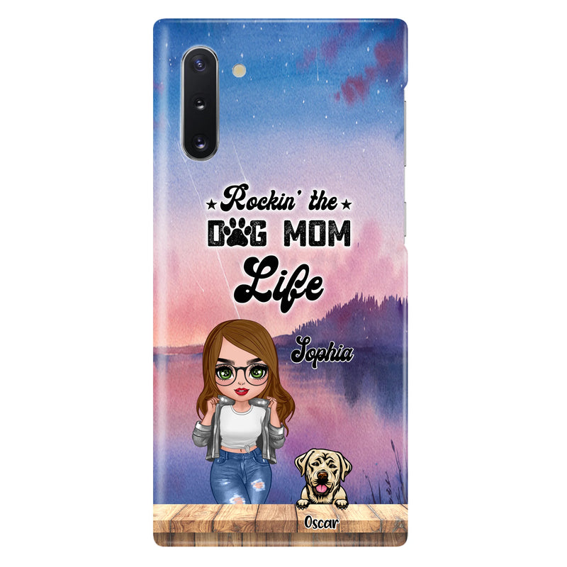 Custom Personalized Dog Mom Chibi Front Phone Case - Gifts For Dog Lover With Up to 4 Dogs - Rockin' The Dog Mom Life - Case For iPhone And Samsung
