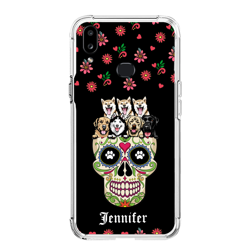 Custom Personalized Sugar Skull Pets Phone Case - Gift for Dog/Cat Lovers - Up to 7 Pets