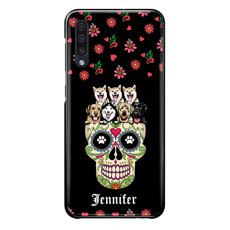 Custom Personalized Sugar Skull Pets Phone Case - Gift for Dog/Cat Lovers - Up to 7 Pets