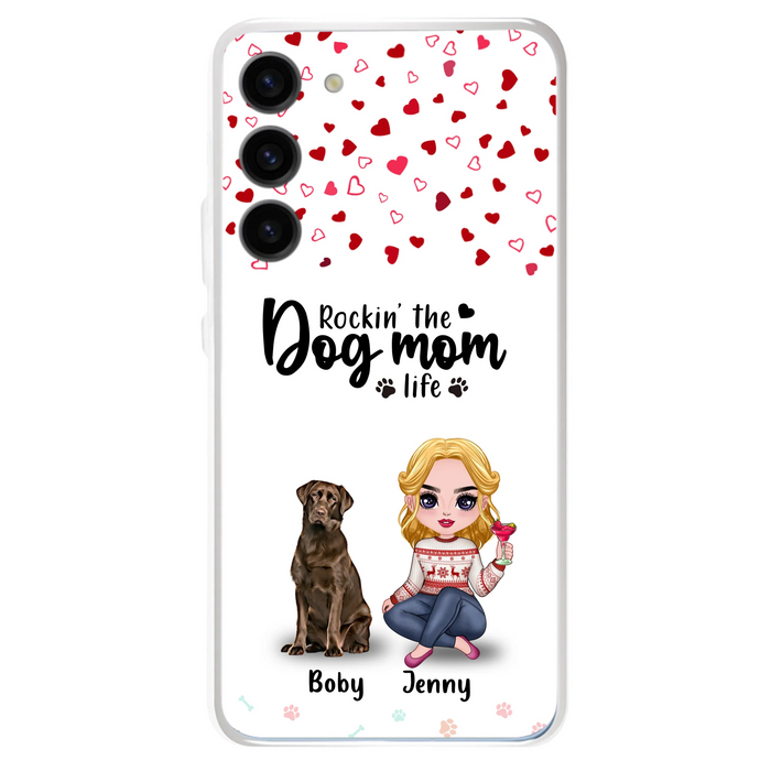 Custom Personalized Dog Mom Front Phone Case - Upto 5 Dogs - Gift Idea For Dog Lover - Rockin' The Dog Mom Life - Case For iPhone And Samsung