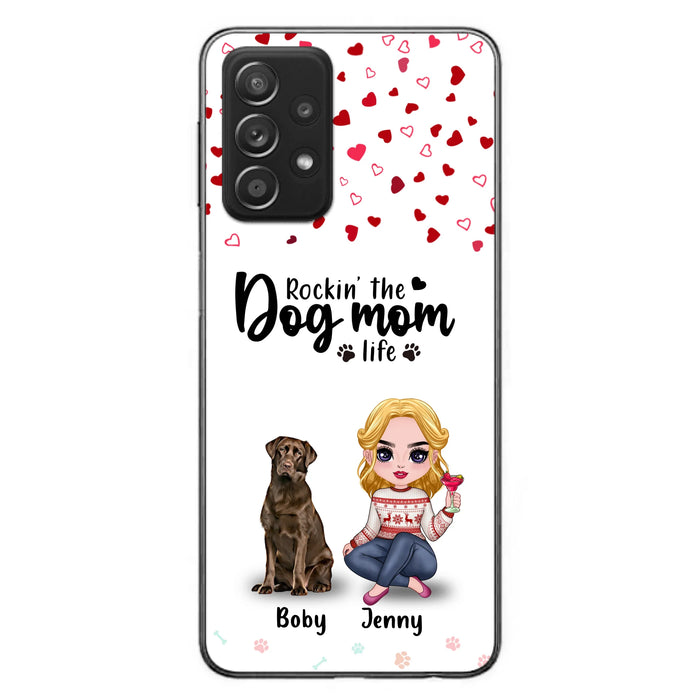 Custom Personalized Dog Mom Front Phone Case - Upto 5 Dogs - Gift Idea For Dog Lover - Rockin' The Dog Mom Life - Case For iPhone And Samsung