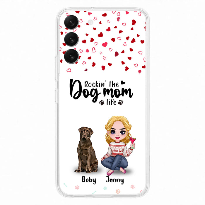 Custom Personalized Dog Mom Front Phone Case - Upto 5 Dogs - Gift Idea For Dog Lover - Rockin' The Dog Mom Life - Case For iPhone And Samsung